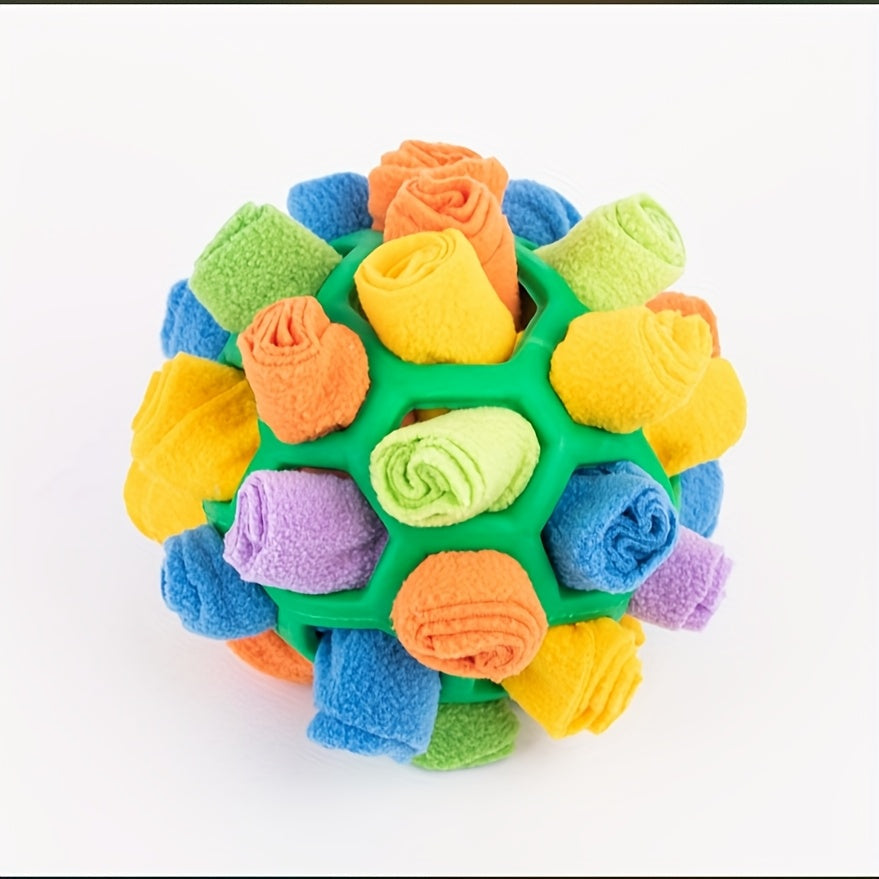 Dog Toy Fabric Snuffle Ball Treat Dispenser and Slow Feeder in Five Colors for Dogs and Puppies — image 3