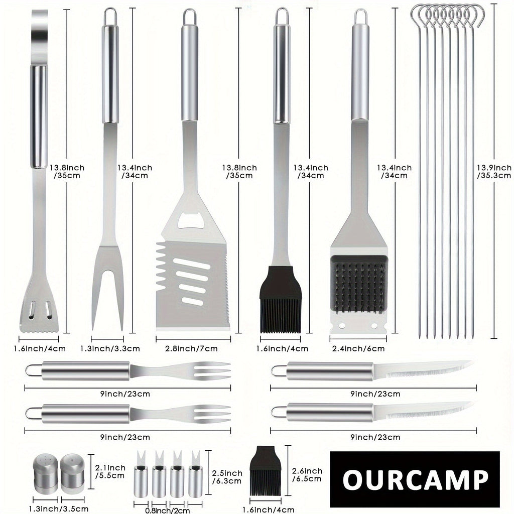 BBQ Grill Tool Kit with 24-Piece Cased Set or 15-Piece Utensil Set for Camping and Backyard Cooking — image 4