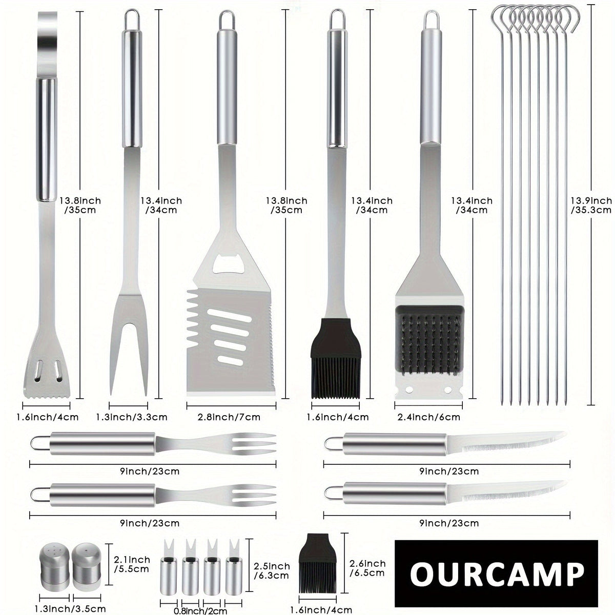 BBQ Grill Tool Kit with 24-Piece Cased Set or 15-Piece Utensil Set for Camping and Backyard Cooking — image 4