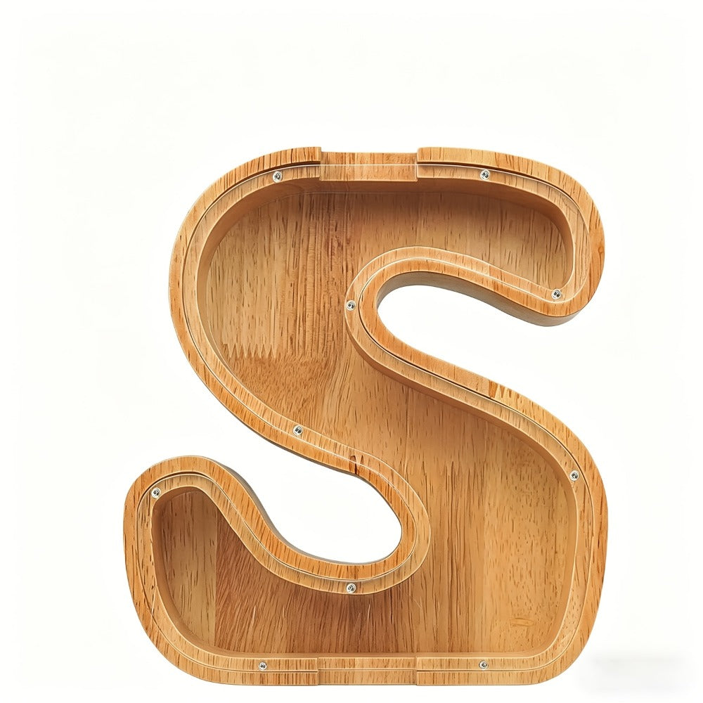 Personalized Wooden Piggy Bank for Kids – A-Z Alphabet Letter Initial Coin & Bill Savings Bank for Boys & Girls — image 33