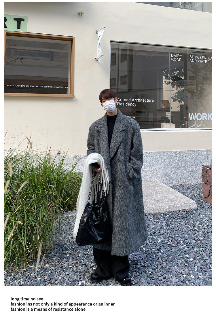 Men's Mid-length Seersucker Trench Coat