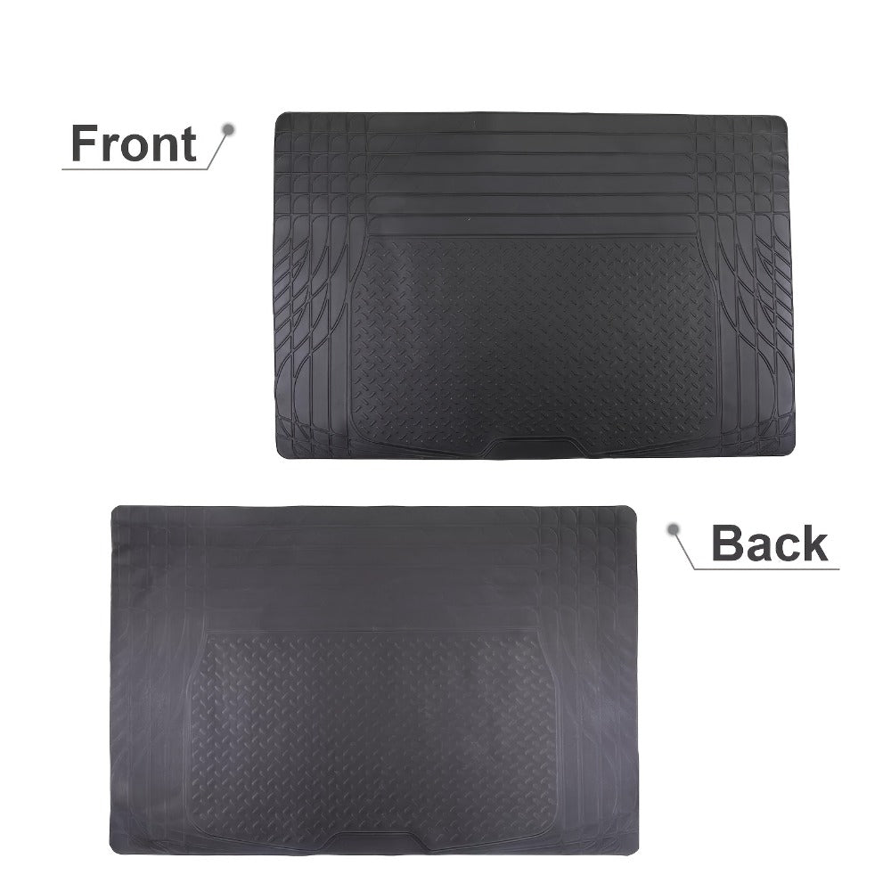 Trunk Cargo Liner Rubber Mat Universal Fit – All Weather Waterproof Trunk Mat with Seat Back Protector, Trim-to-Fit for Cars,