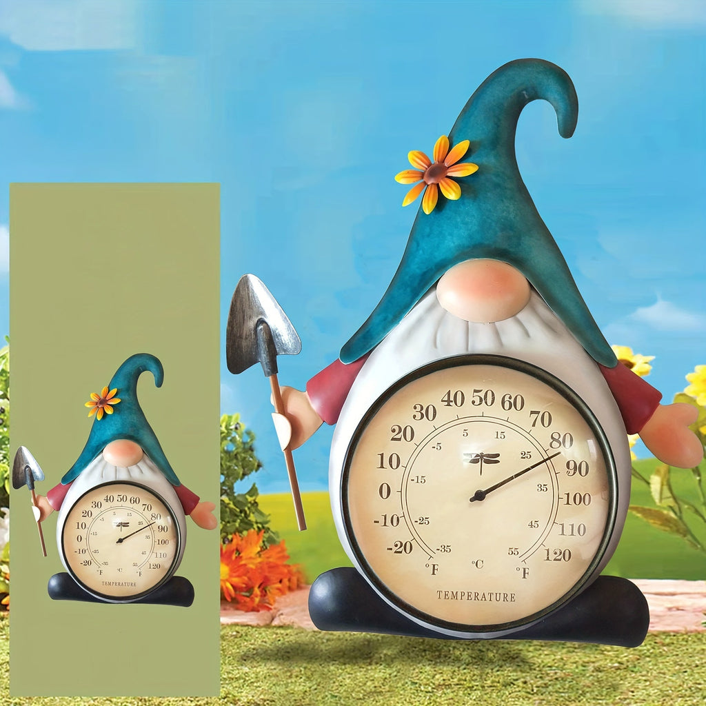 Outdoor Thermometer | Metal Gnome Wall Decor Patio Garden No Battery — image 9