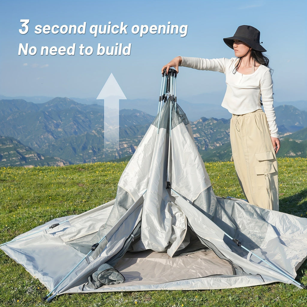 Camping Tent 4-6 Person Hexagonal Quick-Open Oxford Shelter with Vestibule and Included Stakes — image 4