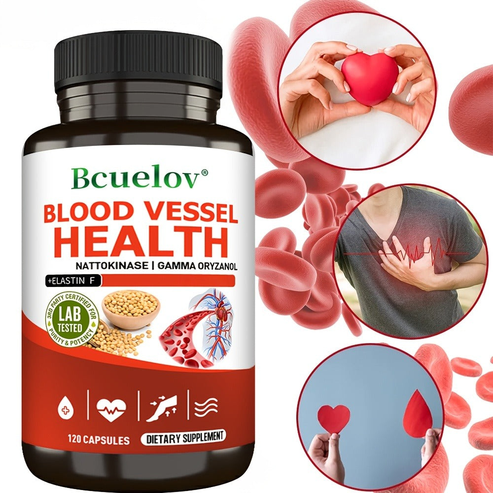 Nattokinase Supplement 120 or 240 Capsules, Gamma-Oryzanol Cardiovascular Formula for Heart Health — image 1