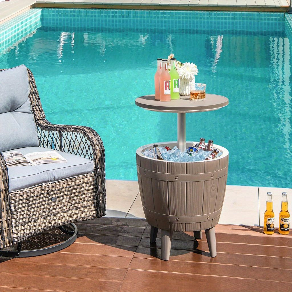 Outdoor Cooler Bar Table 3-in-1, 10 Gal Ice Bucket, Coffee Table & Serving Station, All-Weather PP — image 4