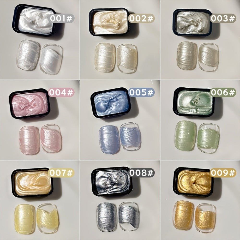 Pearlescent Nail Gel 9-Grid Shell Shimmer Mother of Pearl Cream Oil Painting Gel Polish Set – Multicolor Glitter Iridescent S