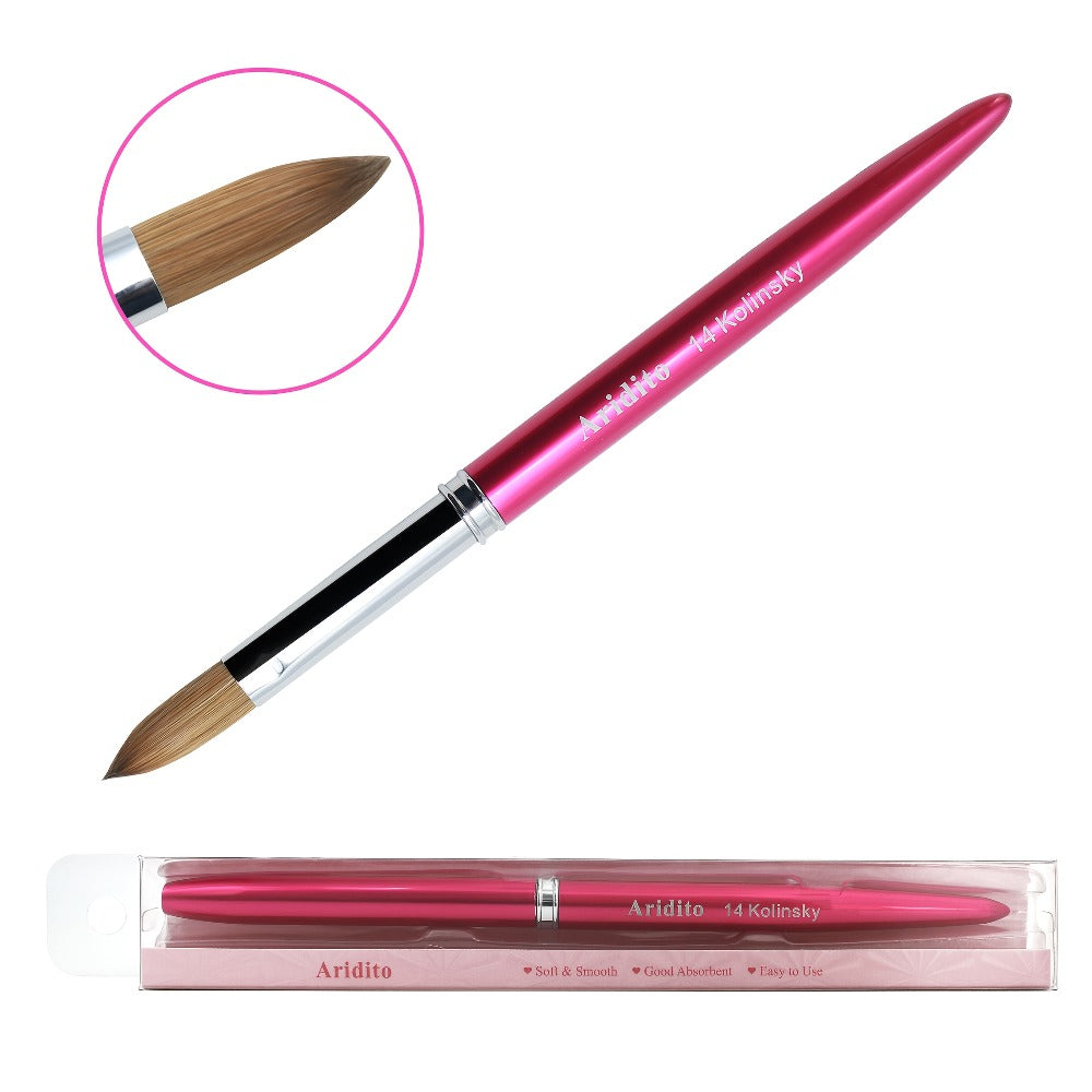 Kolinsky Acrylic Nail Brush Set 100% Pure Kolinsky Hair Flat Shape Sizes #10 #12 #14 – Professional Nail Art Sculpting Extens