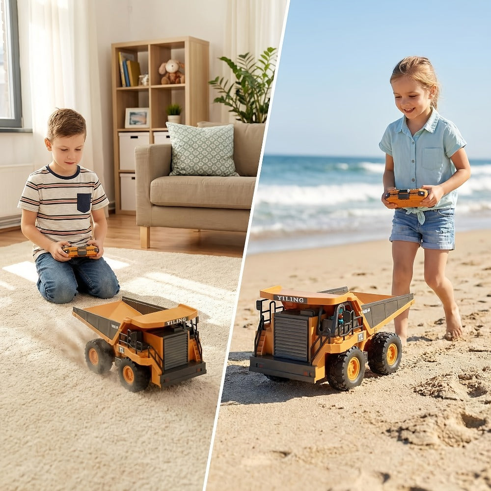 RC Construction Truck Toy 1:24 Scale Alloy Bulldozer Dump Truck & Excavator, 11-Channel Remote Control with Forward — image 1