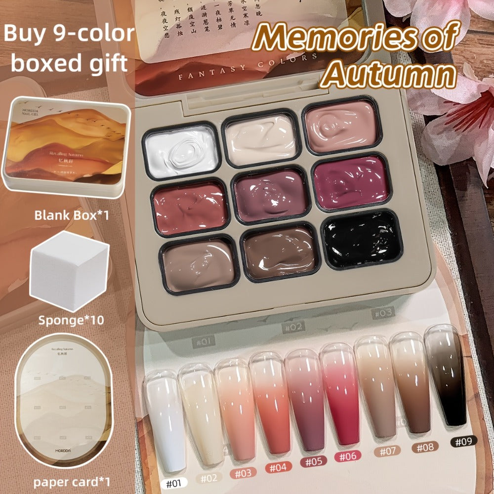 Gel Nail Polish Set with MORDDA Label, 9 Gradient Colors in the Yi Qiu Ci Nine-Grid Palette — image 3