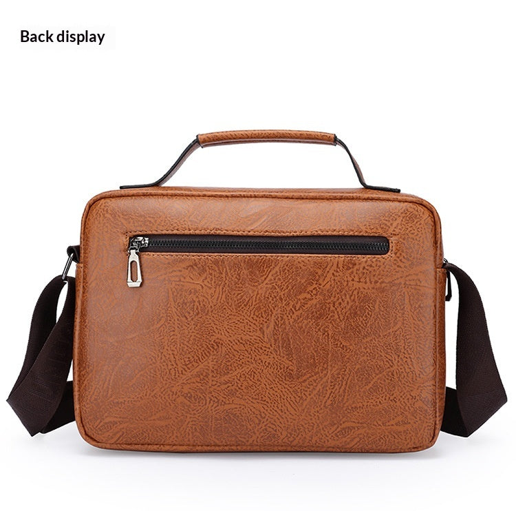 Men's Large Capacity PU Shoulder Bag Retro Business Style