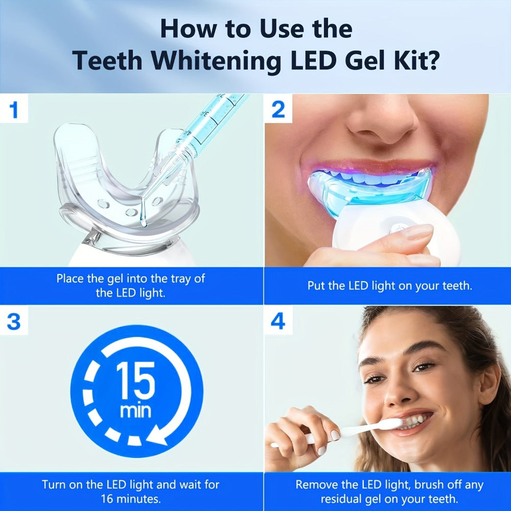 Carbamide Peroxide Teeth Whitening Kit with LED Accelerator Light – 6 Gel Tubes 3ml Each, Whitening Tray & Storage Case — ima