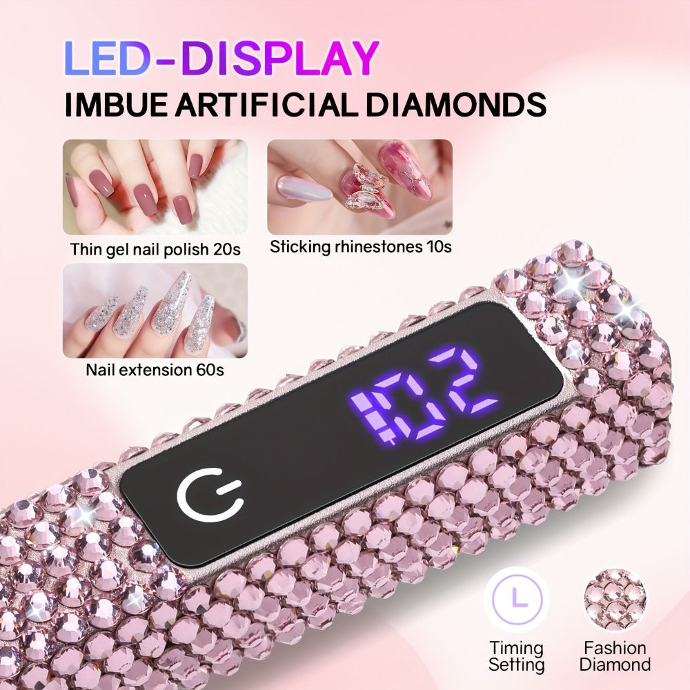 Cordless Nail Lamp Handheld 8X Fast Curing 395nm UV LED Gel Nail Dryer with LCD Touch Screen 20s 60s Timer — image 8