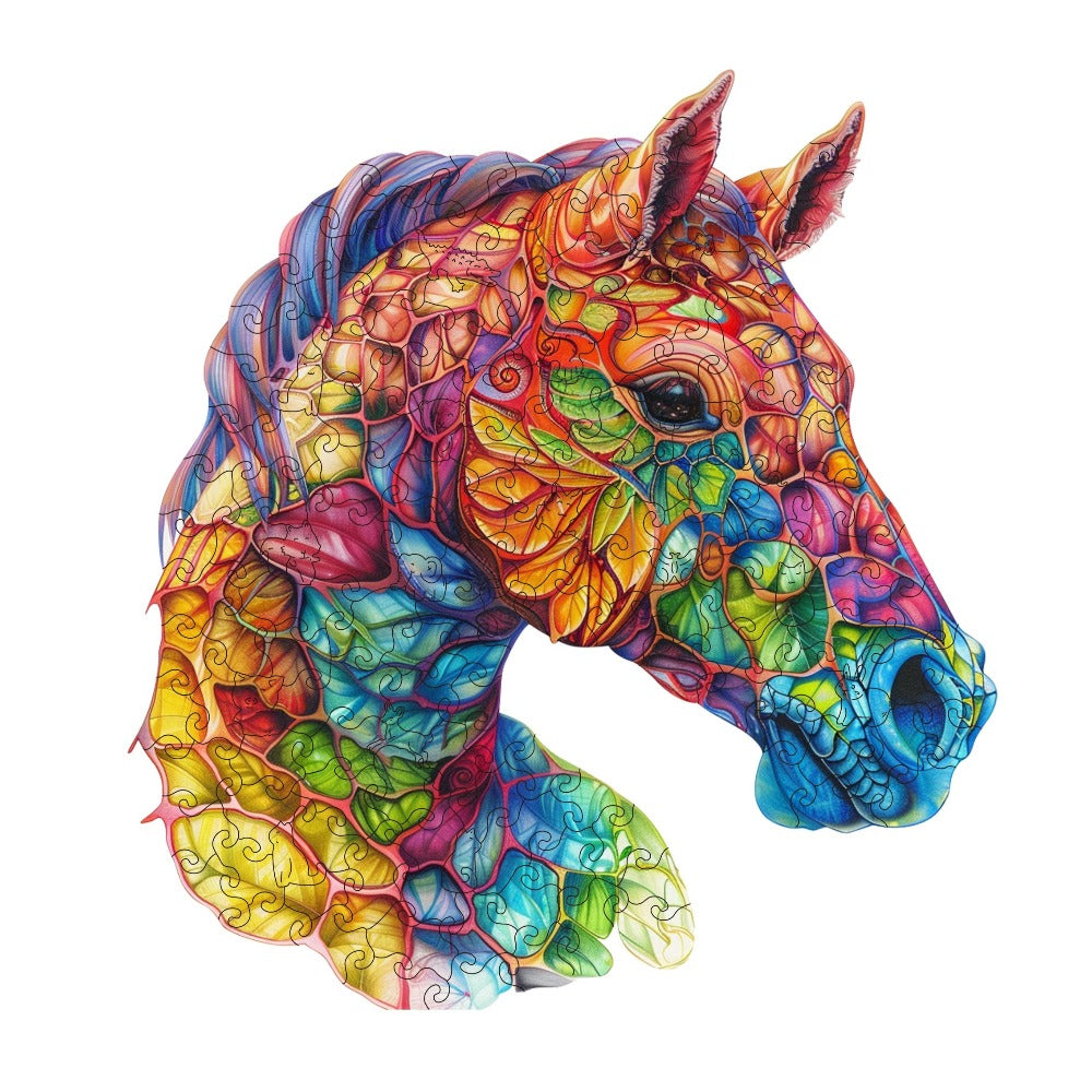 Colorful Horse Wooden Jigsaw Puzzle with Irregular Pieces and S, M and L Size Options from 4.92 to 11.02 Inches — image 9