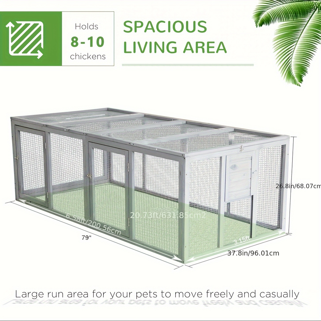 Wooden Chicken Coop with 2 Large Nesting Boxes for 4-6 Chickens, 59" Outdoor Hen House with PVC Roof — image 10