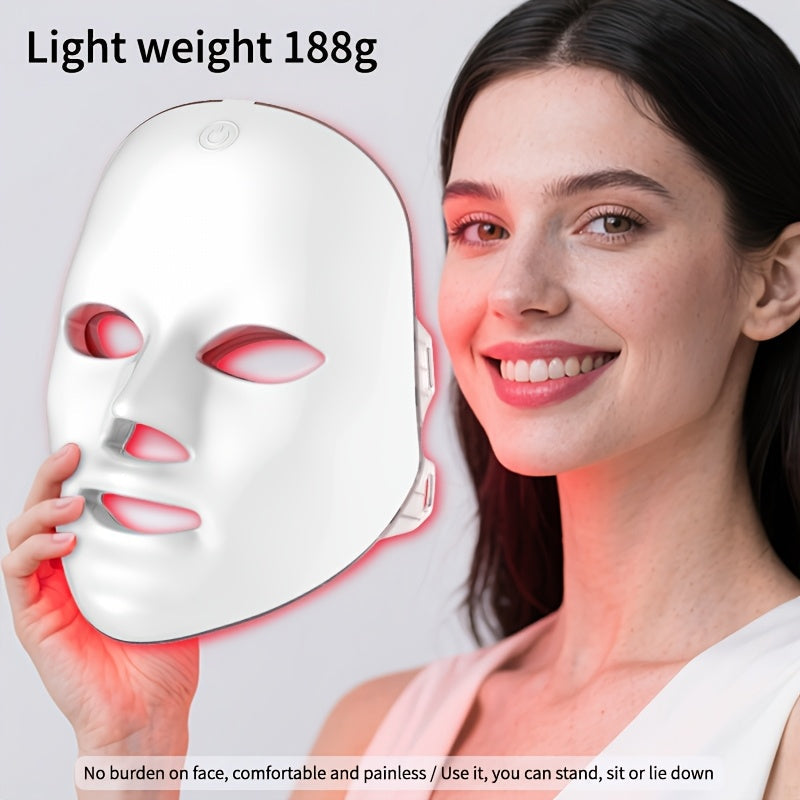 LED Light Therapy Facial Mask Device 7 Color Photon Skin Rejuvenation Face Care Beauty Tool for Entryways, Bedrooms and Livin