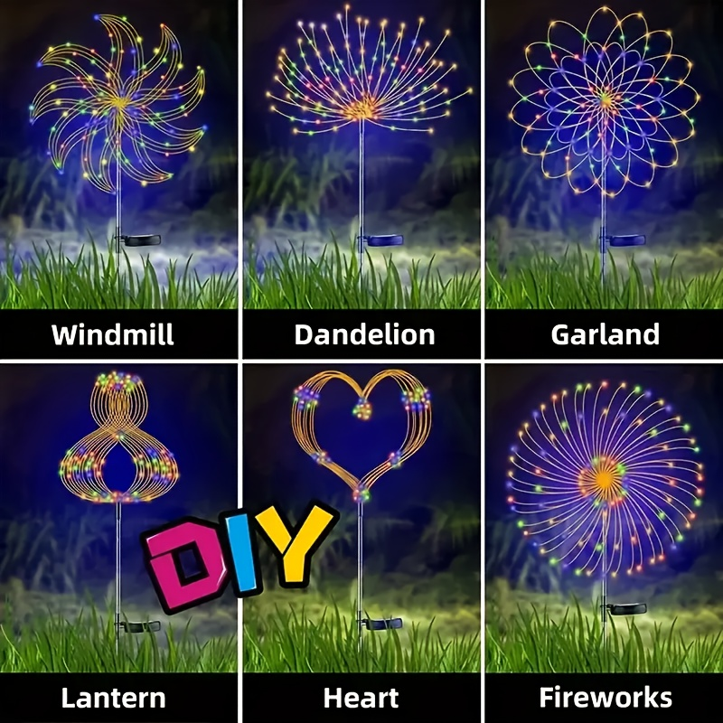 Solar Garden Lights Firework Stakes with 240-640 LEDs, 8 Modes, 4/8 Packs and Three Light Colors — image 10