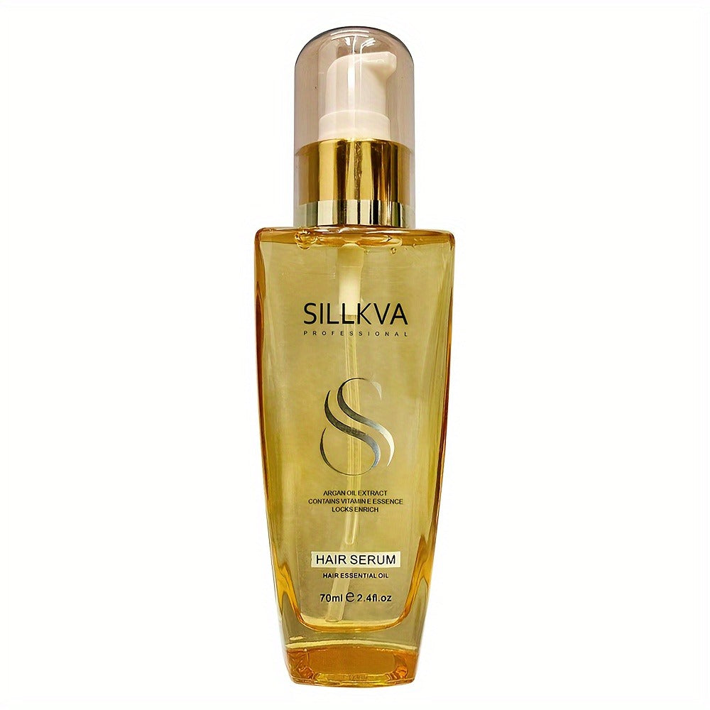 SILLKVA Argan Oil Liquid Hair Serum, Frizz Control & Flyaway Tamer, Smoothing Leave-In Treatment for Dry Damaged Hair — image
