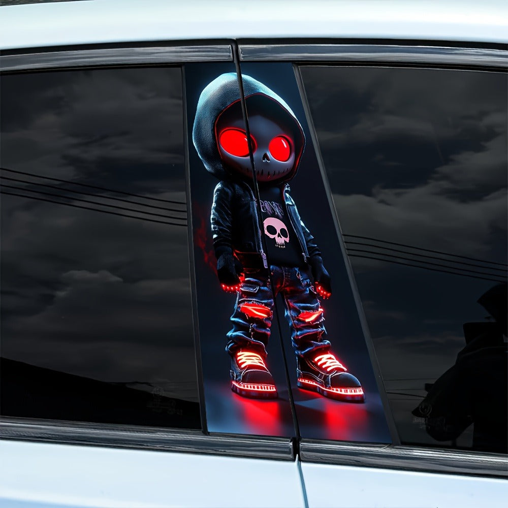Pair of Red-Eyed Skull Character Car Decals, 19.7 x 9.8 Inch Each, for Smooth Exterior or Window Surfaces — image 6