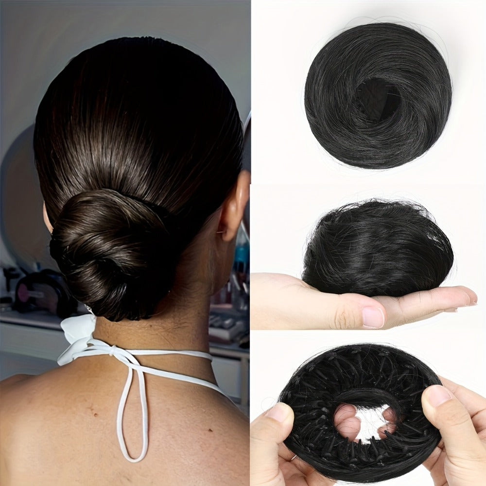 Hair Accessories Four-Inch Curly Bun Hair Piece in Six Synthetic Fiber Colors for Updo Styling — image 3