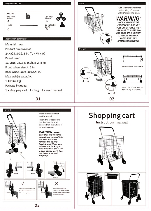 Stair Climbing Cart 8 Wheels 100 LBS Capacity Collapsible Utility Cart Foldable Grocery Dolly with Dual Basket Stainless Stee