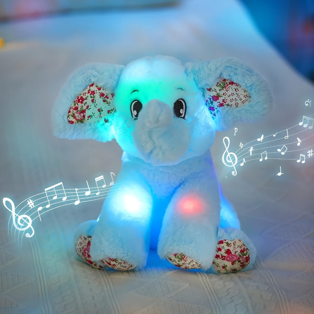 Plush Toy Blue Elephant with LED Glow and Optional Lullaby Music for Soft Room Display and Gifting — image 5