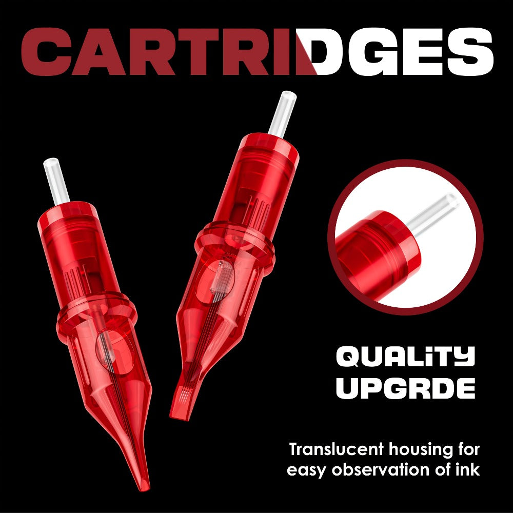 Assorted Tattoo Cartridge Needles Set 20/50pcs - Round Liner Shader Curved Mag Mixed Pack, #10 Bugpin #12 Standard — image 17