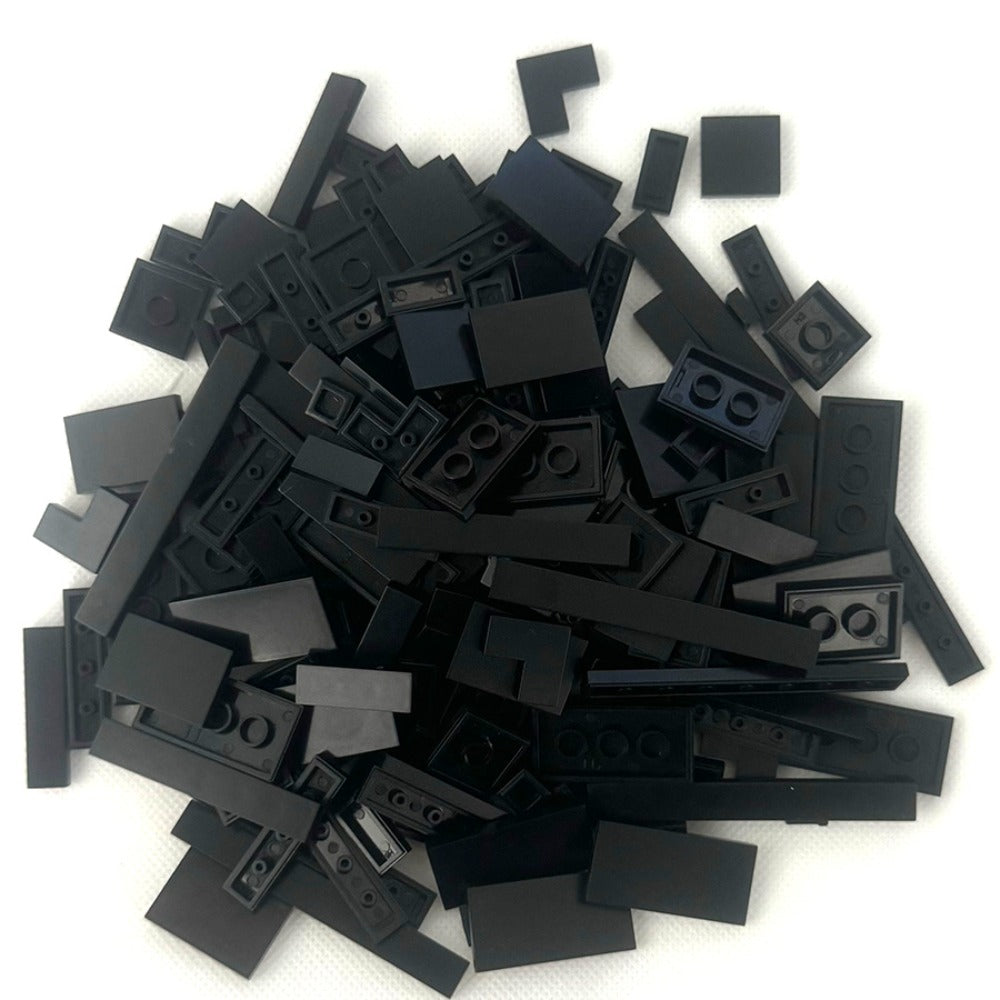 Bulk Flat Tile Building Blocks 150 Pcs – Smooth Thin Plate Bricks 1x1 1x2 1x6 LEGO Compatible MOC Accessories Kids Creative B