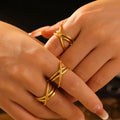 18K Gold-Plated Crisscross Ring - V.I.P Digital Presence