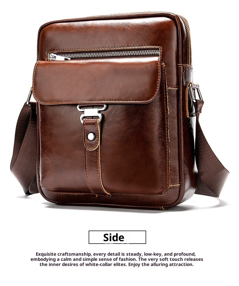 Men's Leather Messenger Bag Vintage Casual First Layer Cowhide
