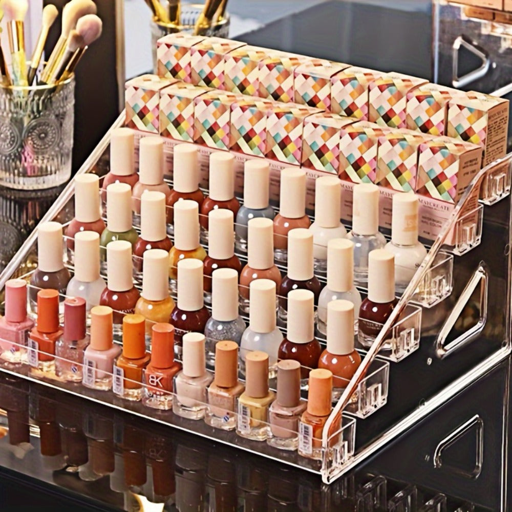Nail Polish Organizer Acrylic Display Stand 4 Tier Clear Transparent Rack Gel Polish Holder Countertop Storage Shelf for Nail