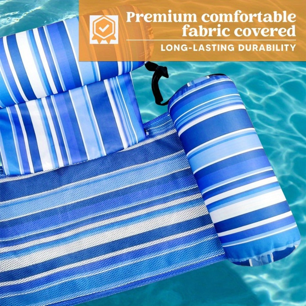 Pool Float Lounge Chair Two-Pack with Adjustable Head Support, Fabric-Covered Sling and Carry Case — image 4
