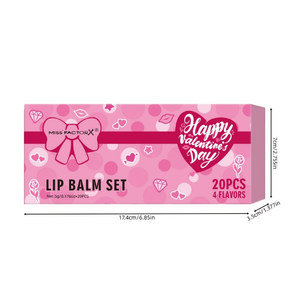 Glossy Tinted Lip Balm Set 20 PCS Gift Box – Moisturizing Long-Lasting Hydration Replenishing Lip Care for Dry Sensitive Lips