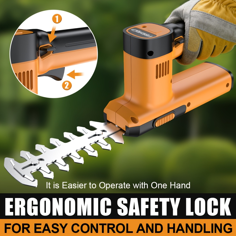 Electric Hedge Trimmer 2-in-1 Cordless with Rechargeable Lithium Battery, Brushless Motor Pruning Shears & Grass Shrub Cutter