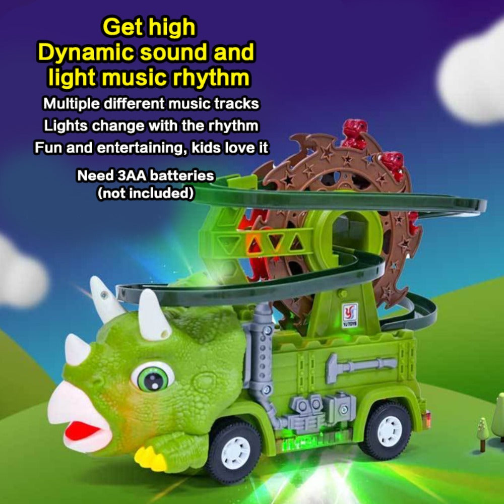 Toddler Dinosaur Track Set Orbital Triceratops Electric Stair Slide Roller Coaster Toy with Music and Lights — image 3