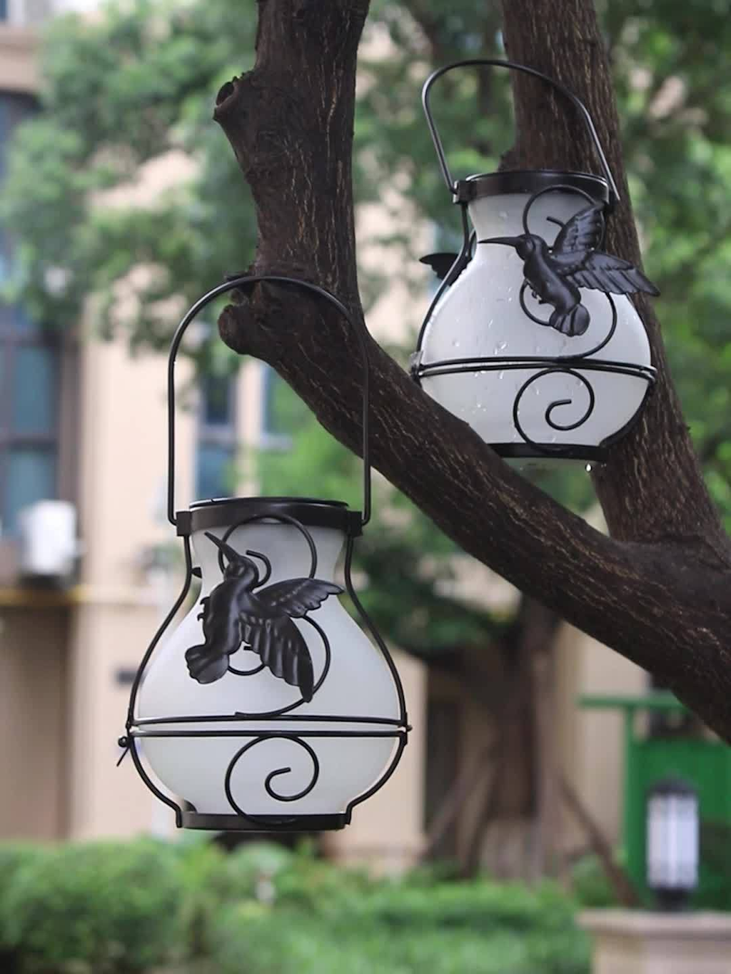 Solar Outdoor Lights Hummingbird Flickering Flame Hanging Lanterns, IP44, 2- or 4-Pack for Yard Decor — image 7