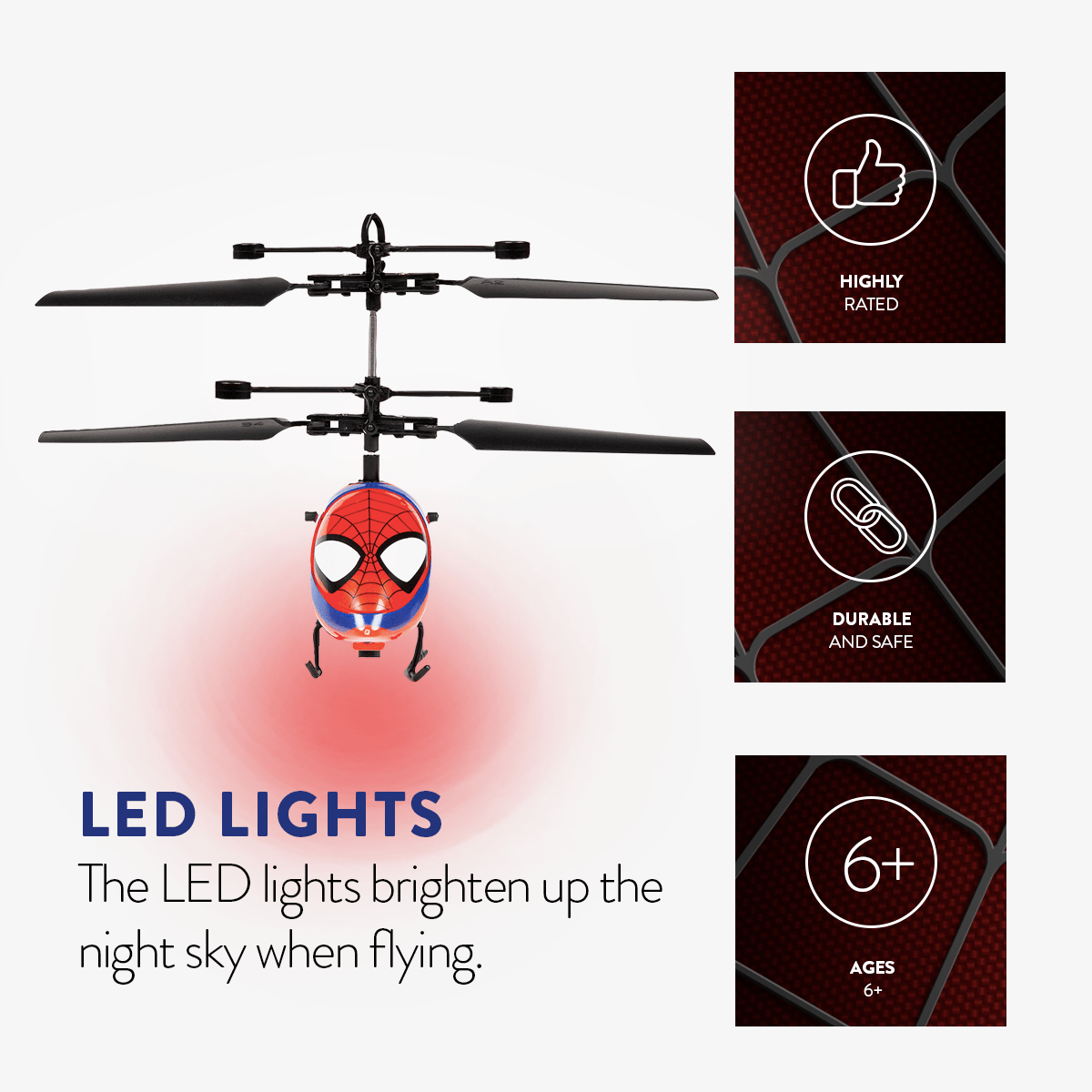 Marvel Spider-Man 2CH IR Remote Control Helicopter, Indoor Flying Toy for Kids Boys Superhero Fan — image 4