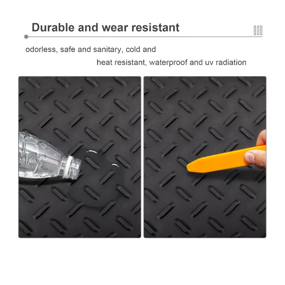 Trunk Cargo Liner Rubber Mat Universal Fit – All Weather Waterproof Trunk Mat with Seat Back Protector, Trim-to-Fit for Cars,