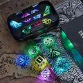 RGB LED DND Dice Set Rechargeable 7pcs, Illuminated Polyhedral Dice with Type-C Charging Case for D&D RPG Tabletop Games — im