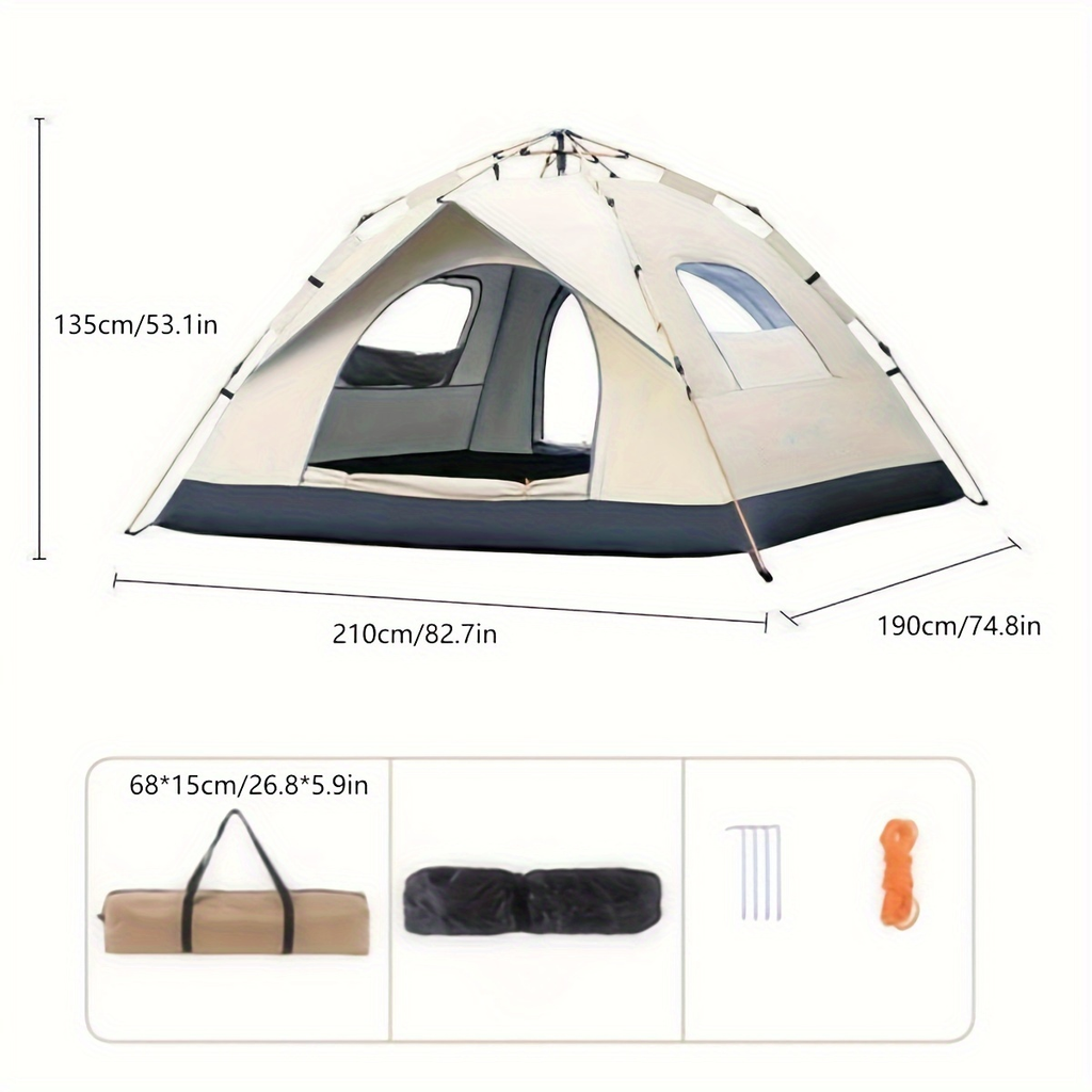 Camping Tent 4-Person Polyamide Pop-Up with Two Doors, Optional Windows and Small or Large Sizes — image 7