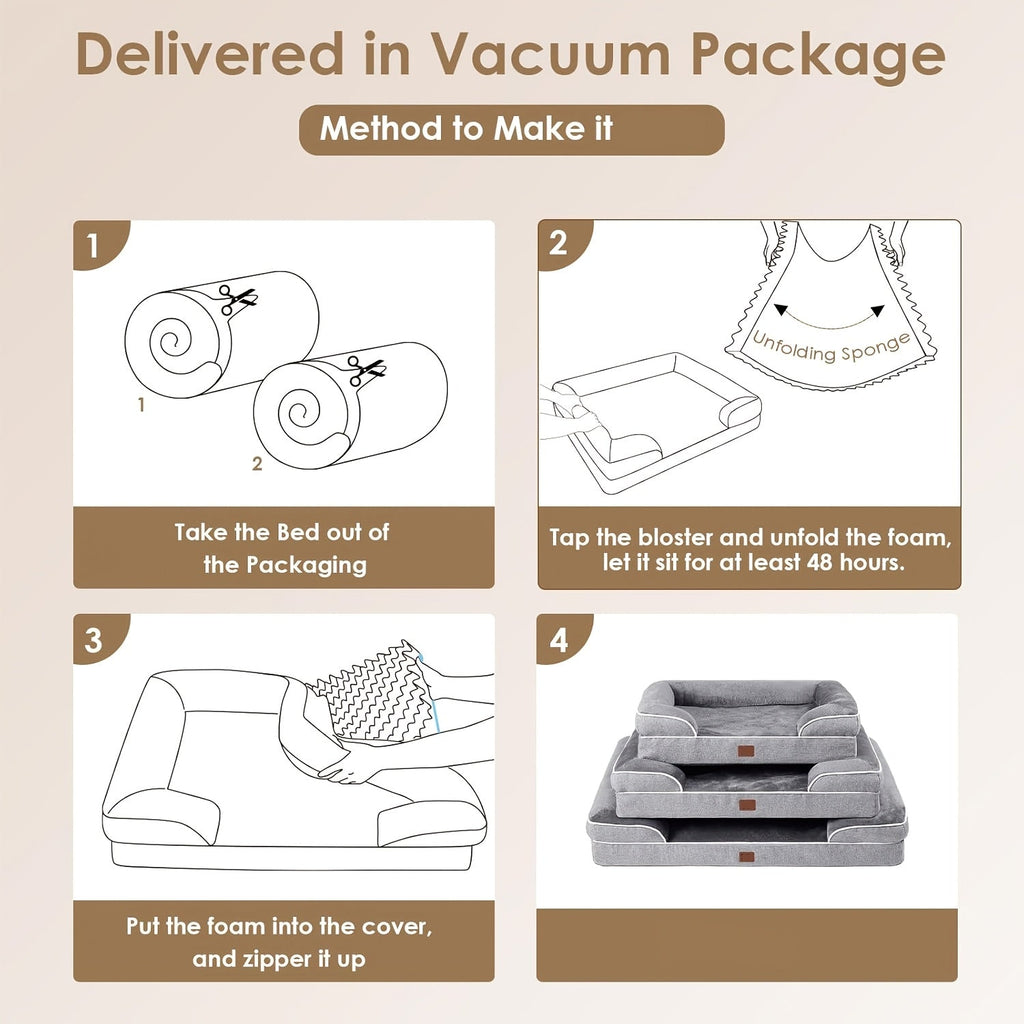 Gray Bolster Dog Bed with Lowered Entry and Removable Machine-Washable Cover in Four Sizes from M to XXL — image 4