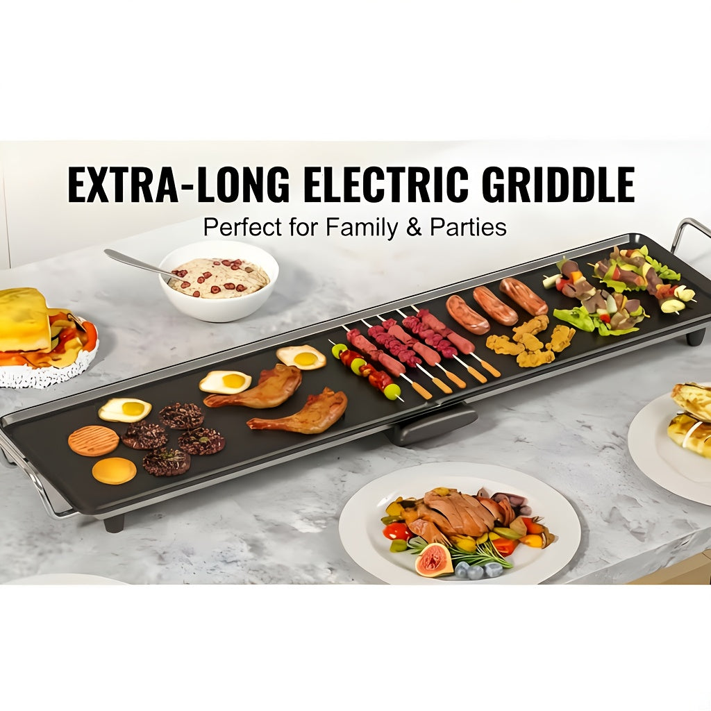 Indoor Electric Grill Smokeless, Non-Stick BBQ Griddle with Adjustable Temperature & Drip Tray — image 5