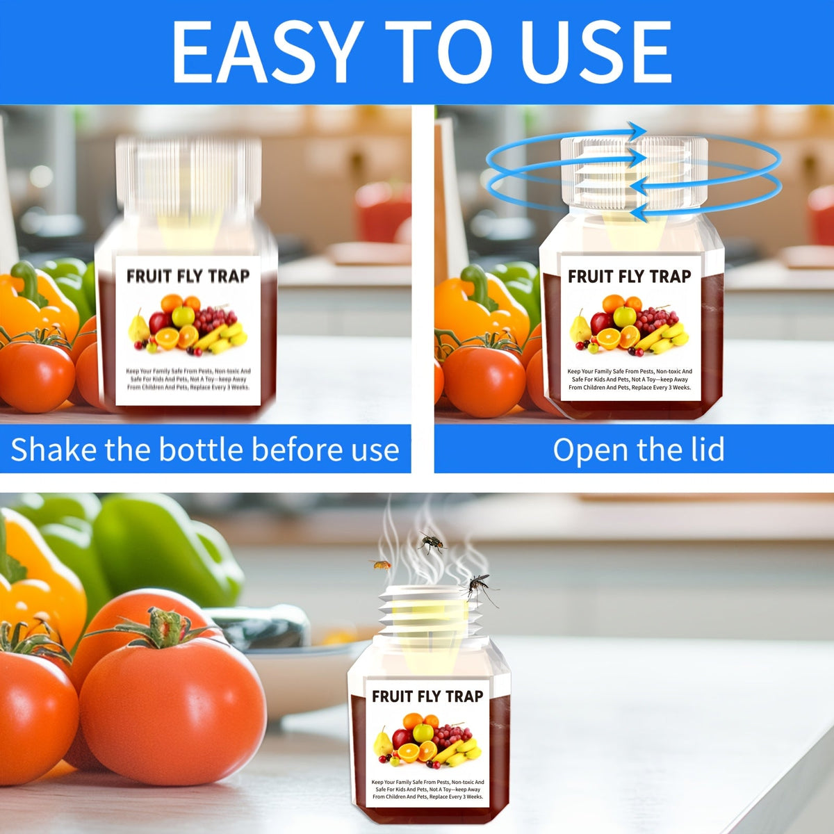 Fruit Fly Trap Indoor Sticky Flying Insect Catcher Bug Trap for Kitchen Home Plant Gnat Whitefly Fungus Gnat Pest Control — i