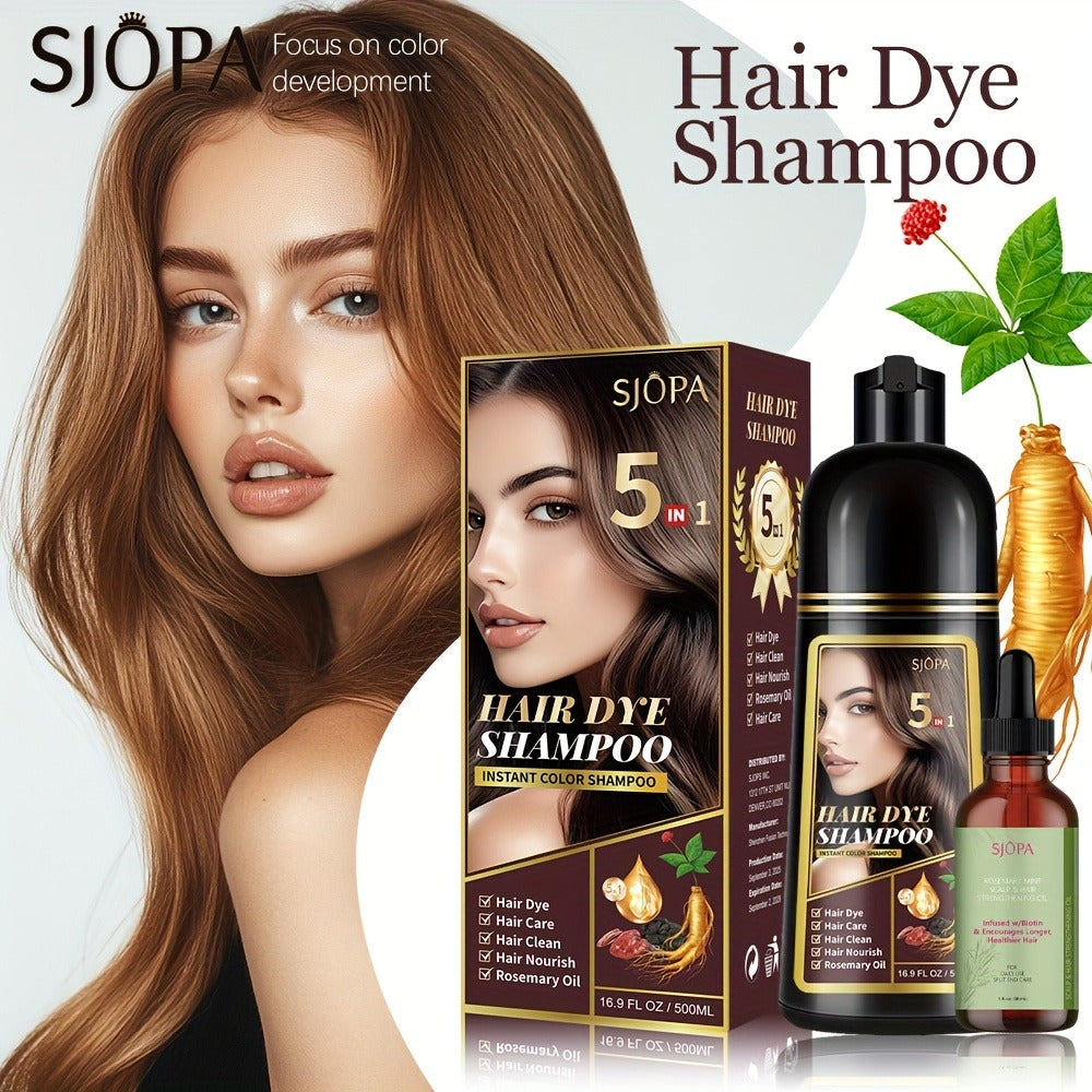 Glycerin Hair Color Shampoo Gift Set with Rosemary Oil, 5-in-1 Color & Care Formula 16.91oz, Gentle Non-Irritating Gray Cover