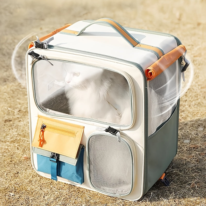 Structured Pet Carrier Backpack with Large Viewing Window, Mesh Panels and Two Front Storage Pockets — image 1