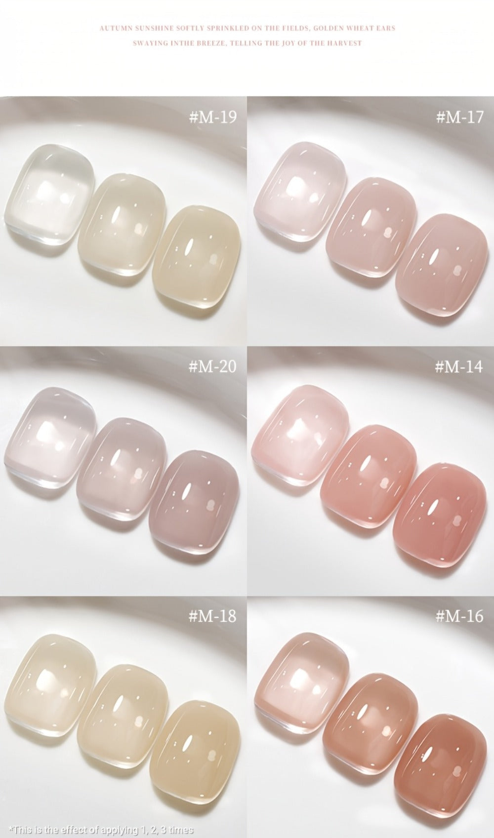 Gel Nail Polish 6-Piece 15ml Jelly Set with Glass Finish in Shades M14, M16, M17, M18, M19 and M20 — image 16