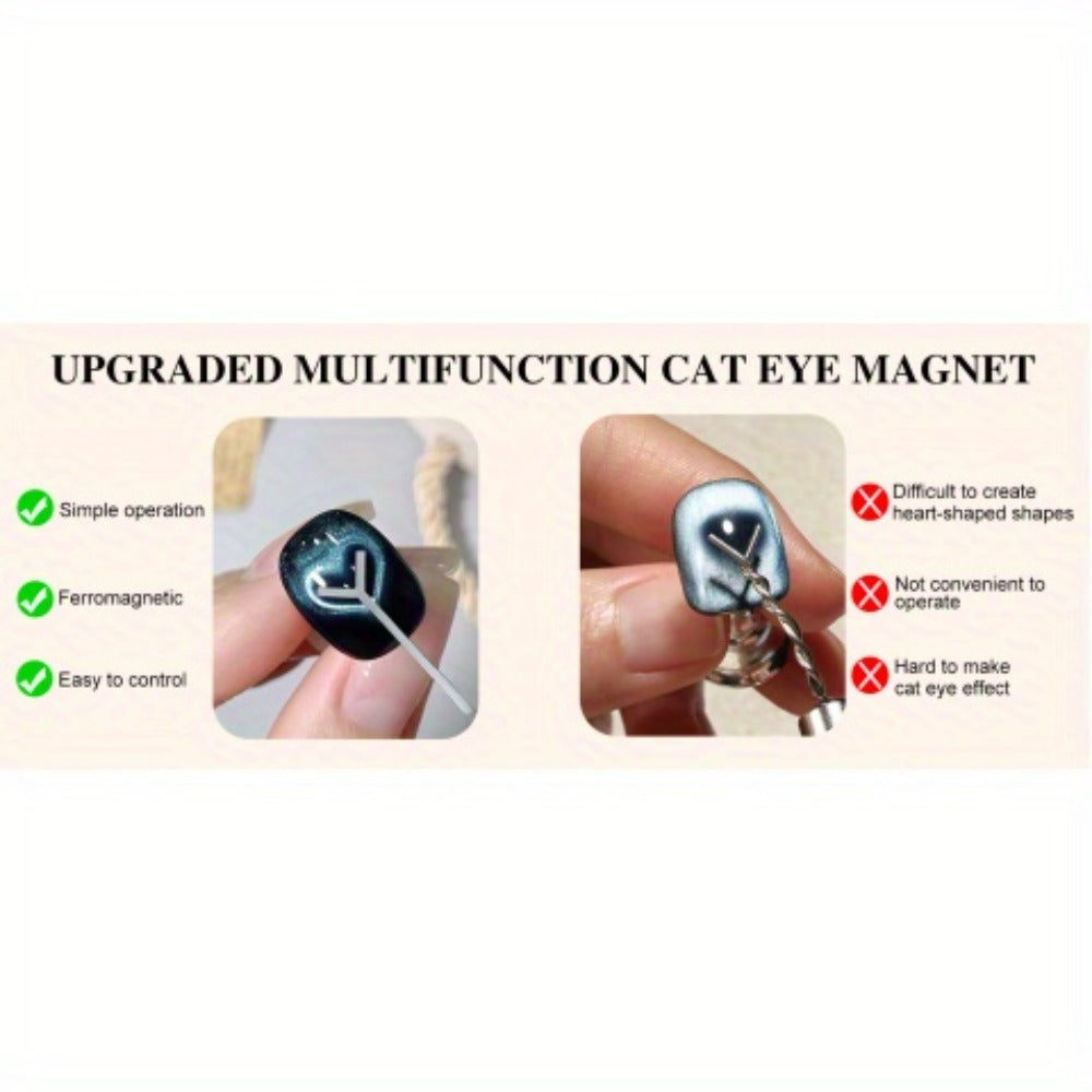 4-in-1 Y-Shaped Cat Eye Nail Magnet Stick Double Head – Heart & Multi-Pattern Magnetic Tool for Cat Eye Gel Polish Nail Art —