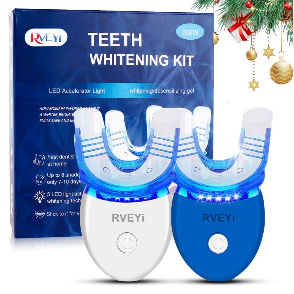 White or Blue Five-LED Teeth Whitening Kit with Five Gel Syringes and 10.8 cm Mouthpiece Device — image 12
