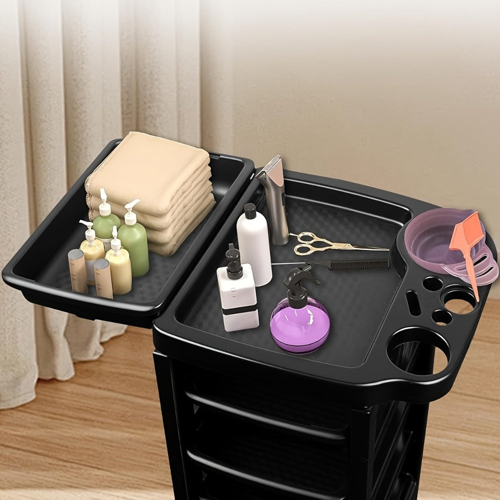 5-Drawer Salon Trolley Cart on Wheels – Professional ABS Rolling Beauty Storage Organizer for Hair Stylist Barber Spa Nail Ta