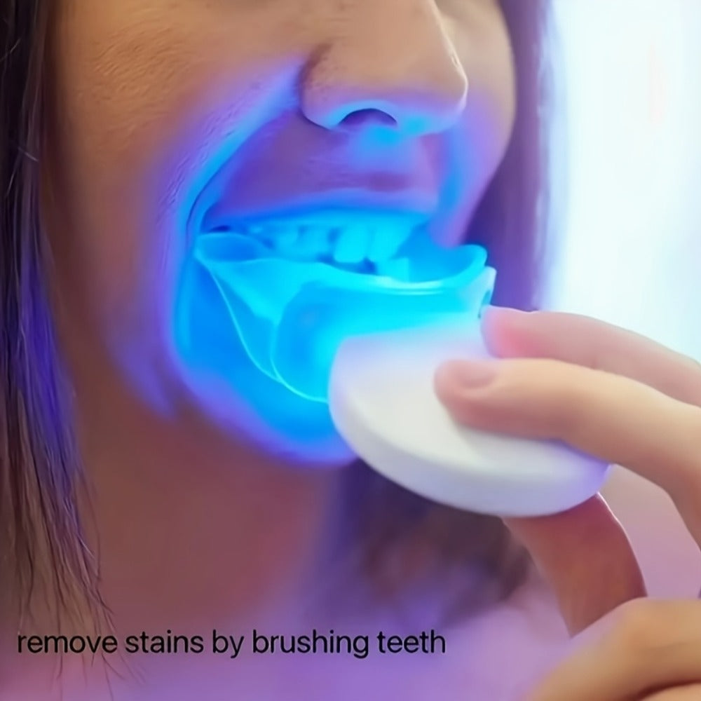 Battery-Powered LED Teeth Whitening Kit with Three Gel Syringes, Mouth Trays and Storage Case — image 3